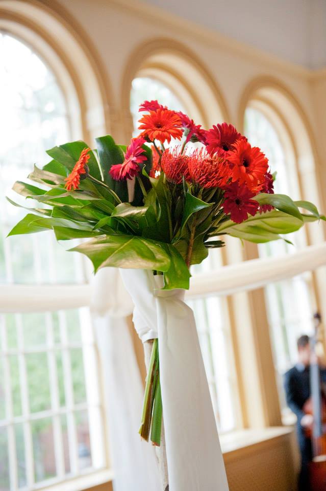 Peabody Essex Museum Bouquet with Red Daisies and Greens