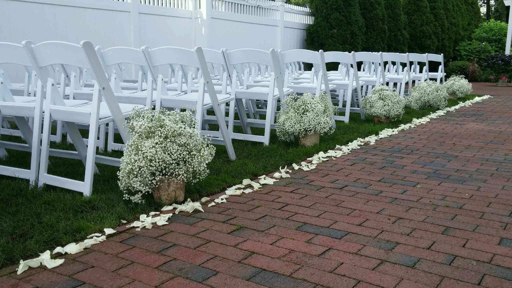 Wedding Aisle lined with Rose Petals and Baby's Breath