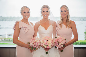 Bride with Bridesmaids and Bouquets for a Pink and White wedding