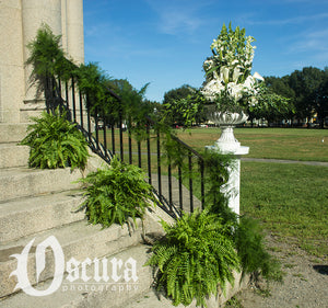 Ferns, Garland, and Ceremony Flowers for an Outdoor Gazebo Wedding