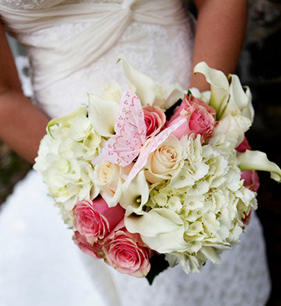 Close-up of Bridal Bouquet with Butterfly